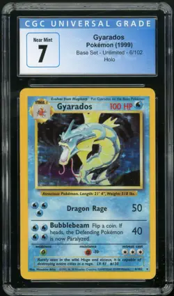 GYARADOS (1999) Pokemon Base Set Unlimited Holo Rare 6/102 CGC 7 NM Near Mint - Image 1