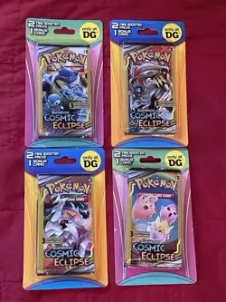 Pokemon 2021 Sun & Moon Cosmic Eclipse Lot Of 4 Hanger Packs (2 mini packs per) - Image 1