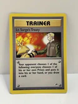 Pokemon WOTC TCG Vintage Lt. Surge's Treaty 112/132 Gym Heroes Regular LP - Image 1