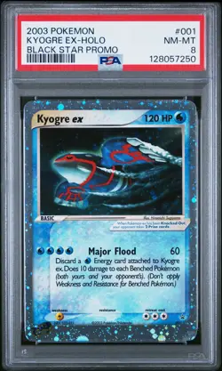 2003 POKEMON BLACK STAR PROMO #001 KYOGRE EX-HOLO PSA 8 - Image 1