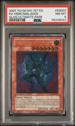 2007 YUGIOH 1ST GLAS-EN003 EVIL HERO MALICIOUS EDGE ULTIMATE PSA 8 NM #88246043 - Image 1
