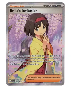 2023 Pokemon TCG Scarlet & Violet Trainer Supporter Erika's Invitation 196/165 - Image 1