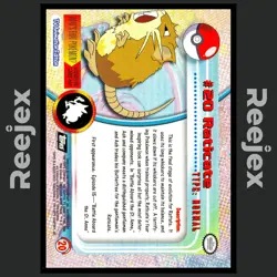 Raticate (Chrome) - #20 - Rare - Black - Topps Trading Cards Series 1 - NM/M - Image 2