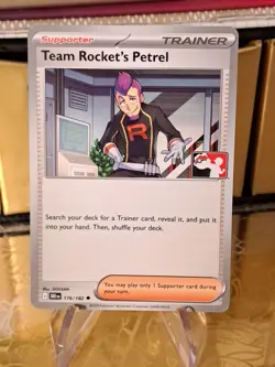 Team Rocket's Petrel Pokemon Prize Pack Series 8 Promo Pokemon Card NM/LP - Image 1