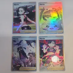 Lot of 4 Custom holo Marnie Trainer Pokemon Trading Card sleeved & top loaded - Image 1