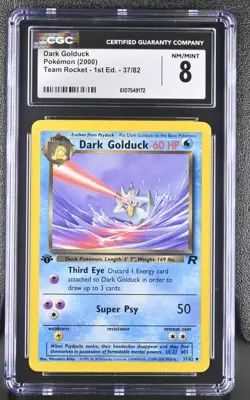 CGC NEAR MINT 8 Pokemon Dark Golduck 37/82 2000 Team Rocket 1st Edition - Image 1
