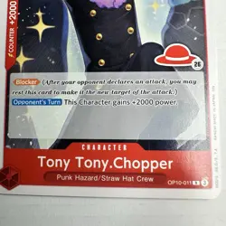 One piece card, Tony Tony.Chopper (Sanji) OP10-011 R, red straw hat 26, english - Image 4
