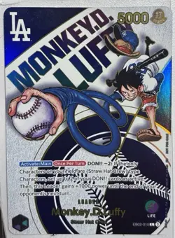 One Piece TCG Monkey D Luffy Promo Card Dodgers Collaboration - Image 1