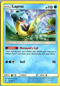 Lapras Uncommon SM - Unified Minds 36/236 LP Pokemon Card - Image 1
