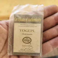 Pokemon TOGEPI 23 Karat Gold Plated Trading Card COA Certificate Nintendo 1999 - Image 1