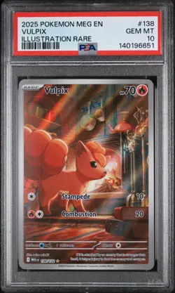 2025 POKEMON MEG EN-MEGA EVOLUTION ILLUSTRATION RARE #138 VULPIX PSA 10 - Image 1