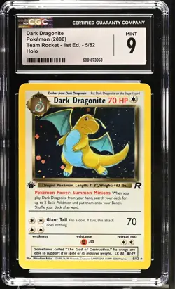 CGC 9 MINT Dark Dragonite Team Rocket 1st Edition 5/82 Holo Pokemon Card - Image 1