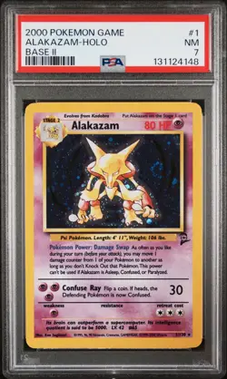 2000 POKEMON BASE SET 2 #1 ALAKAZAM-HOLO PSA 7 - Image 1