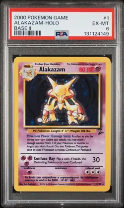 2000 POKEMON BASE SET 2 #1 ALAKAZAM-HOLO PSA 6 - Image 1
