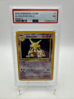 2000 Pokemon - Alakazam - Base Set 2 1/130 Unlimited Holo Rare PSA 7 - Image 1