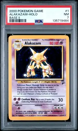 2000 POKEMON BASE SET 2 #1 ALAKAZAM-HOLO PSA 7 - Image 1