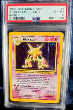 2000 POKEMON BASE SET 2 #1 ALAKAZAM-HOLO PSA 6 - Image 1