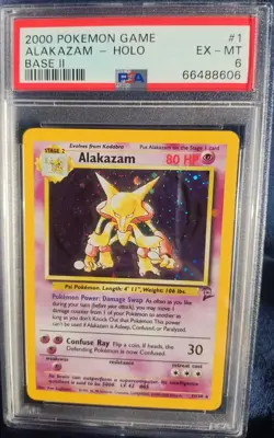 2000 POKEMON BASE SET 2 #1 ALAKAZAM-HOLO PSA 6 - Image 3