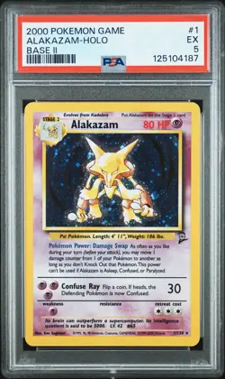 2000 POKEMON BASE SET 2 #1 ALAKAZAM-HOLO PSA 5 - Image 1