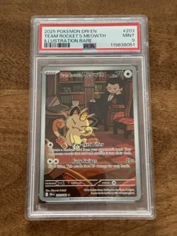 Team Rocket's Meowth 203/182 Sv10: Destined Rivals PSA 9 Mint Pokemon - Image 1