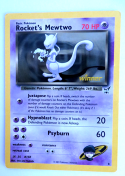 Pokemon Rocket's Mewtwo Oversized Jumbo Card, Best of Game Winner, Damaged - Image 1