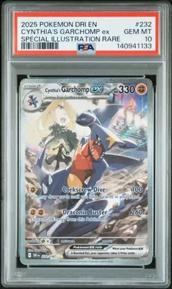 2025 Pokemon Destined Rivals Cynthia's Garchomp EX SIR #232 PSA 10 GEM MINT - Image 1