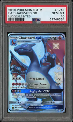 2019 POKEMON SUN & MOON HIDDEN FATES #SV49 FULL ART/CHARIZARD GX PSA 10 - Image 1