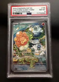 Pokemon TCG Castform Sunny Form Illustration Surging Sparks PSA 8 - Image 1