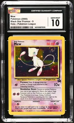 Pokemon Mew League Black Star Holo Promo #9 CGC 10 Gem Mint - Image 1