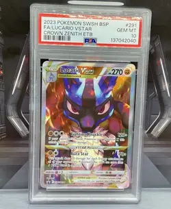 Lucario VSTAR 2023 Pokemon SWSH291 Pokemon Crown Zenith ETB Promo PSA 10 - Image 1