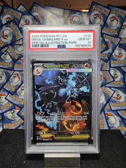 2025 POKEMON PFL EN-PHANTASMAL FLAMES #125 MEGA CHARIZARD X EX PSA 10 - Image 1