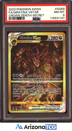 Pokemon 2023 Giratina VSTAR GG69/GG70 Full Art Secret Rare Crown Zenith PSA 8 - Image 1