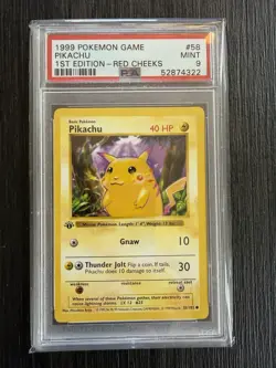 Pikachu 1st Edition Red Cheeks PSA 9 1999 Pokemon Game #58 - Image 1