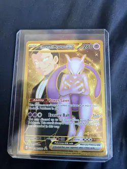 Pokemon Team Rocket's Mewtwo ex Hyper Rare Holo 240/182 SV10 Destined Rivals TCG - Image 1