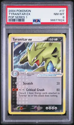 2004 POKEMON POP SERIES 1 #17 TYRANITAR EX PSA 8 - Image 1