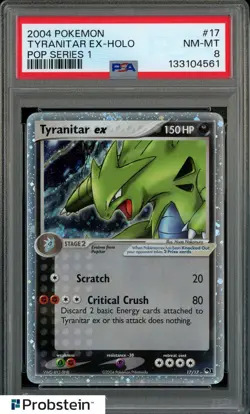 2004 Pokemon Pop Series 1 #17 Tyranitar EX Holo PSA 8 NM-MT - Image 1