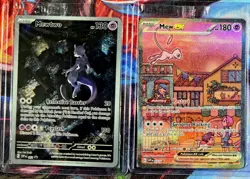 Pokemon 151 UPC TRIO Mew ex 205 (Metal) w/ SEALED Mew ex 053 & Mewtwo 052 Cards - Image 1