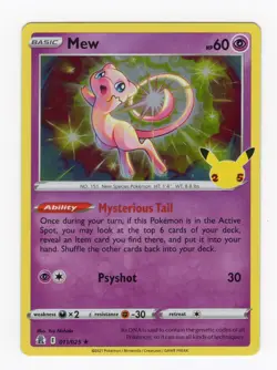 Pokemon TCG Mew 011/025 Celebrations 25th Anniversary Card Near Mint - Image 1