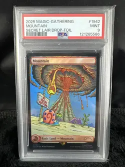 2025 MTG Magic The Gathering SpongeBob Secret Lair Mountain Foil #1942 PSA 9! - Image 1