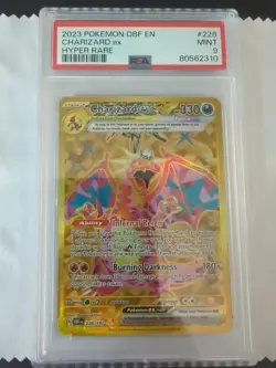 2023 Pokemon Obsidian Flames Charizard EX Gold Hyper Rare PSA 10 - Image 1