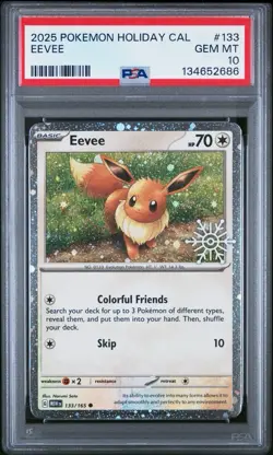 2025 POKEMON HOLIDAY CALENDAR Snowflake Stamped #133 EEVEE Promo PSA 10 - Image 1