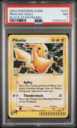 2003 POKEMON BLACK STAR PROMO #012 PIKACHU-HOLO PSA 7 - Image 1