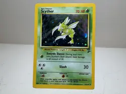 Pokemon TCG Scyther Base Set 2 Holo Unlimited Rare Card 17/130 LP - Image 1