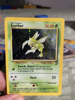 Pokemon 2000 Base Set 2 Scyther Holo Rare Card 17/130 LP Condition - Image 1