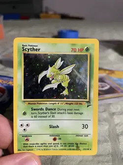 Pokemon 2000 Base Set 2 Scyther Holo Rare Card 17/130 LP Condition - Image 2