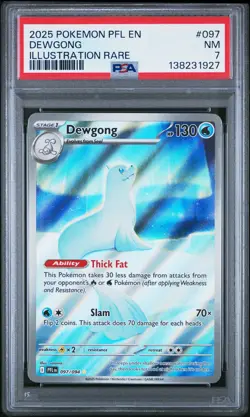 2025 POKEMON PFL EN-PHANTASMAL FLAMES ILLUSTRATION RARE #097 DEWGONG PSA 7 - Image 1