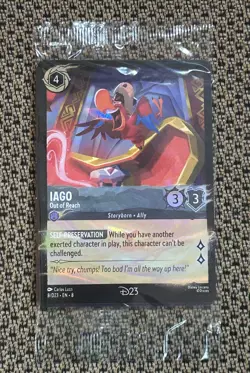 Disney Lorcana Trading Card Iago Out of Reach D23 Gold Member Promo 2025 SEALED - Image 1