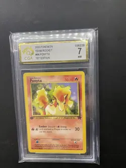 Pokemon Card Ponyta 64/82 Team Rocket 1st Edition CGA 7 - Image 1