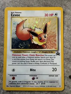 Pokemon Card Eevee WoTC Promo Holo 11/53 - LP / Swirl 🌀🔥 - Image 1