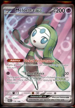 Pokemon TCG - Meloetta ex - Ultra Rare SV: Black Bolt 159/086 NM - Image 1